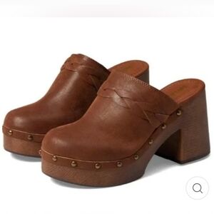 MIA Brown Leather Heeled Mules